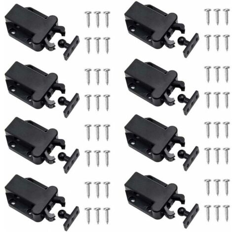 8 Pièces Loquets à Libération Tactile Loqueteau Pousse Lache Loquets de Porte Non Magnétiques pour Placard Meubles Porte Armoire Loquet Tactile, Noir