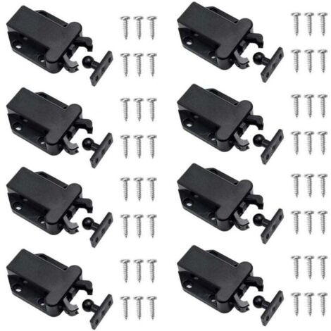 8 Pièces Loquets à Libération Tactile Loqueteau Pousse Lache Loquets de Porte Non Magnétiques pour Placard Meubles Porte Armoire Loquet Tactile Noir