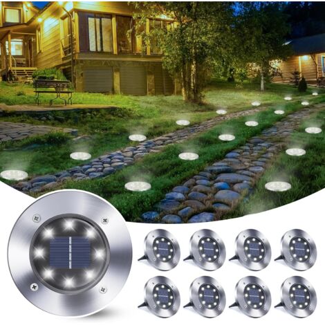 8 Pièces Lumière Solaire Extérieur, 8 LED Lampe Solaires Jardin Au Sol Étanche IP65, Blanc Pelouse Lumière Decorative