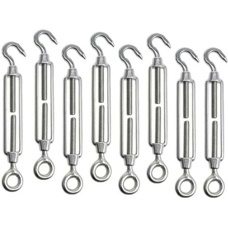 8 pièces M5 Tendeur Cable Tendeur Acier Inoxydable Réglable Tendeur Crochet et œil Acier Inoxydable 304 Tendeur de Fil pour Corde Cable Fil à Linge Jardin Grillage