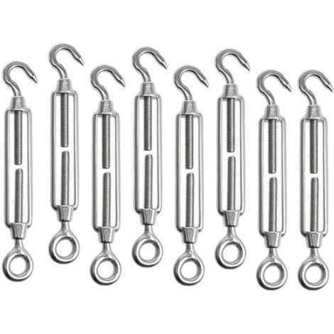 8 pièces M5 Tendeur Cable Tendeur Acier Inoxydable Réglable Tendeur Crochet et œil Acier Inoxydable 304 Tendeur de Fil pour Corde Cable Fil à Linge Jardin Grillage