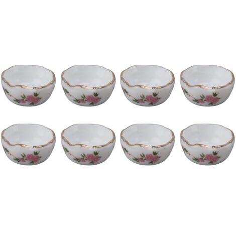 8 Pièces Miniatures Bols Assiettes Céramiques pour Maison de Poupée 1/12, Décoration et Vaisselle