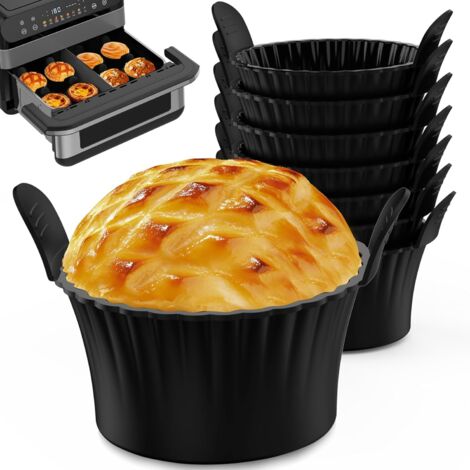 8 Pièces Moule Muffins Silicone, Moule Silicone Air Fryer Alimentaire sans BPA, Moule a Cake Réutilisables et Antiadhésifs, Muffins Silicone pour Muffins, Gâteaux, Crèmes et Puddings