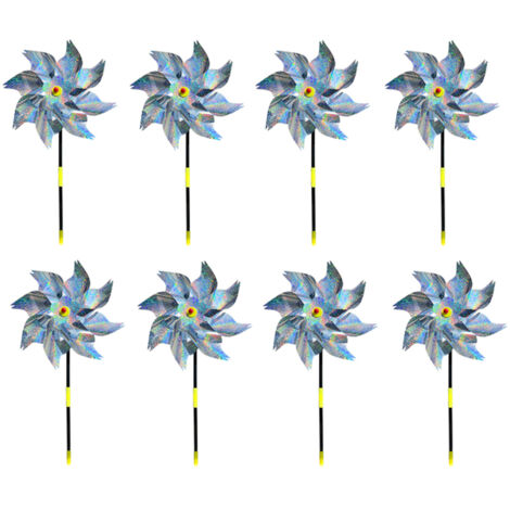 8 Pièces Moulin à Vent Réfléchissant Répulsif Oiseaux pour Jardin Plantes Fleurs Décor Éolienne Anti-Oiseaux