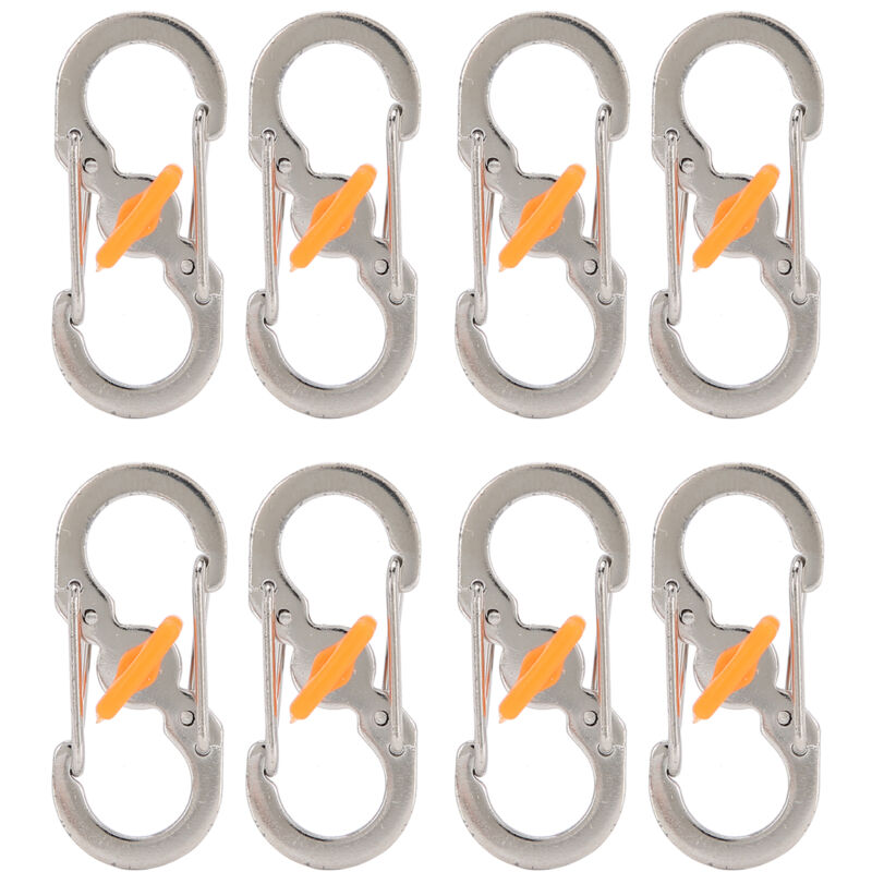 8 Pièces Mousqueton en Forme de S Antivol avec Cadenas pour Sac à Dos de Camping Extérieur