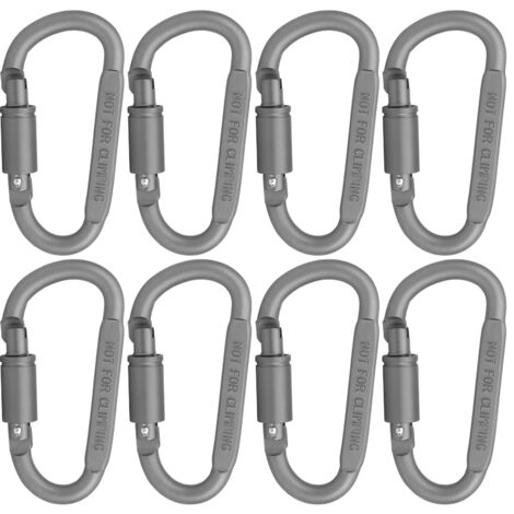 8 Pièces Mousquetons Tactiques Extérieur avec Verrou, Accroche Rapide D-Shape pour Équipement de Randonnée