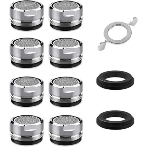 8 Pièces Mousseur Robinet M24, Economiseur d'eau pour Robinet, Aérateur Robinet avec Filtre en Acier Inoxydable et Joints pour Robinets de Cuisine et de Salle de Bains
