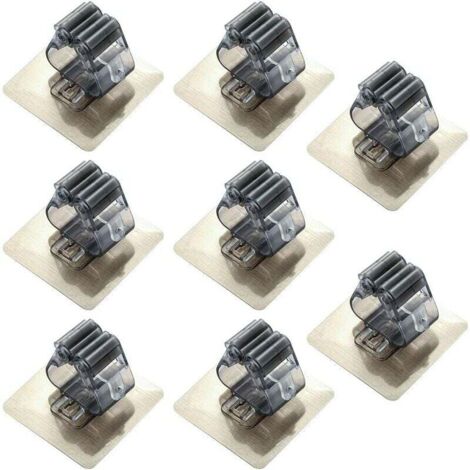 8 pièces noir boucle unique solide non marquant vadrouille cintre vadrouille crochet vadrouille clip en acier inoxydable balai support，pour la cuisine à domicile, les toilettes, la salle de bain