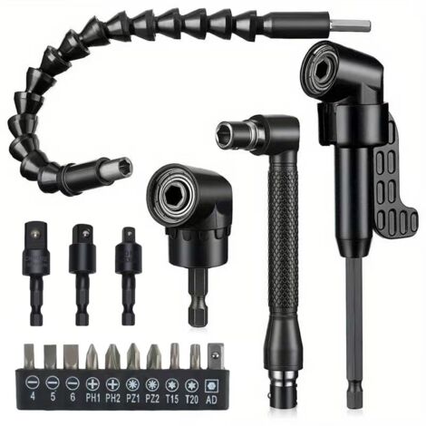 8 pièces noires 105 embouts d'angle en forme de L à 90 degrés tournevis électrique manche souple universel à 360 degrés adaptateur pour clé à choc
