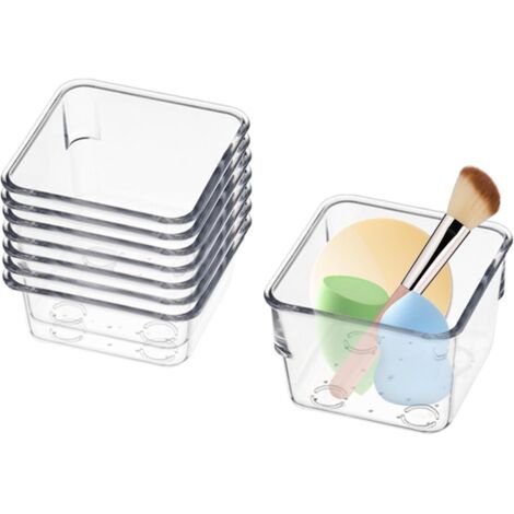 8 pièces Organisateurs de Tiroirs en Transparent 7,5x7,5x5,4 cm Organiseur Cusine Tiroir Boîtes rangement pour Salle bain, Cosmétiques, Cuisine, Bureau -