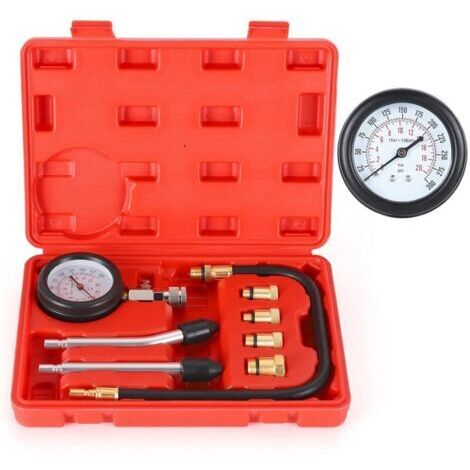 8 pièces Outil de diagnostic manométrique du cylindre de moteur - kit testeur professionnel de compression pour pompe à essence et diesel