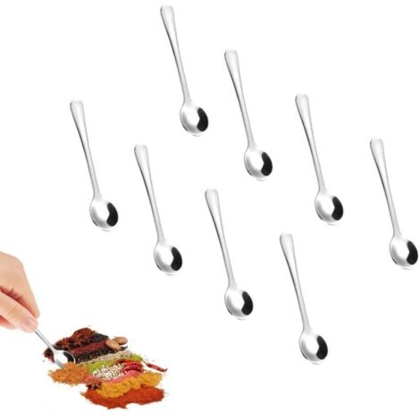 8 pièces Petites Cuillères en Acier Inoxydable, Cuillères à Espresso Mini, Petites 7,5 cm, Mignonnes Petites Cuillères en Acier Inoxydable pour Épices, Sel, Miel, Cuillères à Thé, Petites Cuillères