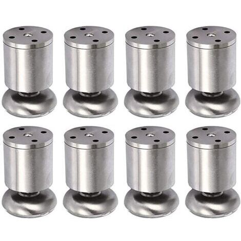 8 Pièces Pieds de Meubles en Acier Inoxydable Réglables en Hauteur, Pieds pour Travail/Unité/Bar/Table, 50 x 80 mm, Tapis en Caoutchouc, Sûr et Silencieux