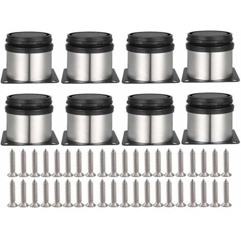 8 pièces Pieds de Meubles Réglables Vis Inclus Ronds Métal Acier Inoxydable Cabinet Jambe Table Pieds Pied d'armoire Hauteur ajustable Pour Canapé, Table, Armoires, éTagèRes 50 mm