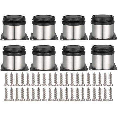 8 pièces Pieds de Meubles Réglables Vis Inclus Ronds Métal Acier Inoxydable Cabinet Jambe Table Pieds Pied d'armoire Hauteur ajustable Pour Canapé, Table, Armoires, éTagèRes 50 mm