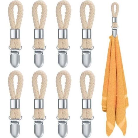 8 Pièces Pince à Serviette, Accroche Torchon, Crochet Torchon Porte Serviette Salle de Bain, Clips Porte-Torchon Placards Serviettes Suspendues