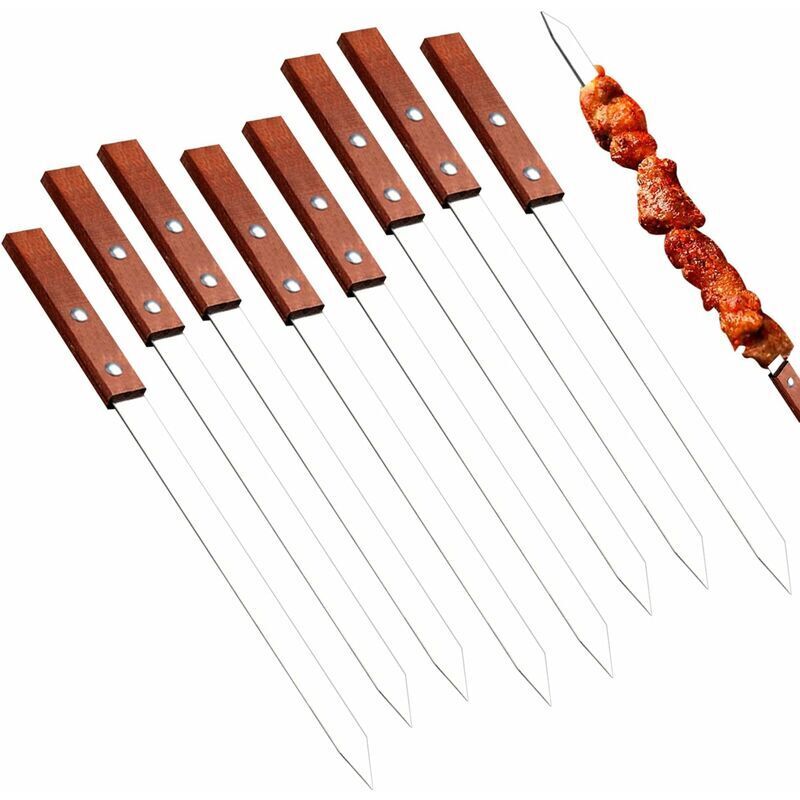 8 Pièces Pique a Brochette pour Barbecue, Pic Brochette Inox,
