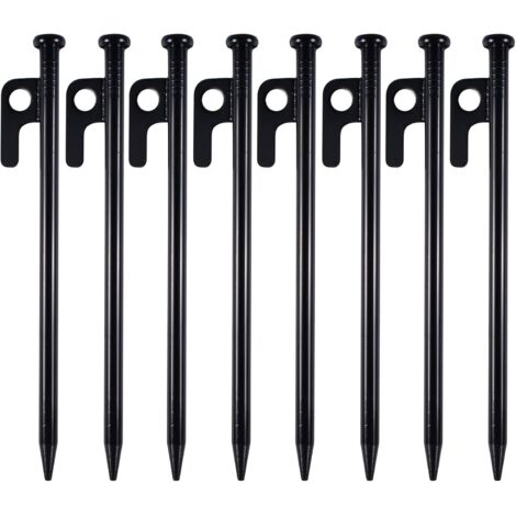 8 Pièces Piquets De Tente Robustes, Sardine pour Tente, Piquets de en MéTal, 20cm Haute Résistance Fer Forgé Enjeux De Tente De Camping avec Crochet Et Trou pour Camping, Auvents de Camping, Jardin