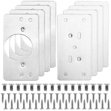 8 Pièces Plaques de Réparation Charnière Armoire, Inoxydable Charnière Porte Placard, 9 × 4.7 cm avec 48 Vis Kit de Réparation Meuble, Plaque Reparation Porte Placard, Hinge Repair Kit