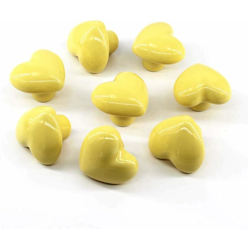8 Pièces Poignee de Meuble(jaune), 40 mm Bouton de Porte Ceramique avec Vis, Bouton Tiroir Rose, Boutons de Porte D'armoire Modernes pour Cuisines de