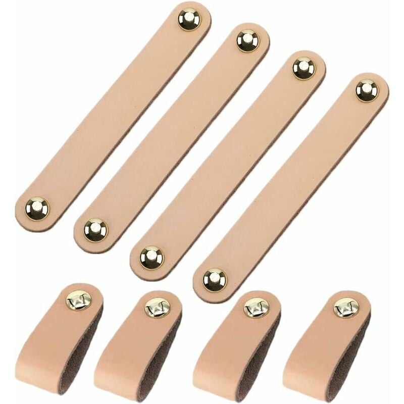 8 pièces poignée en cuir pour meuble, Poignée de Cabinet D'armoire Boutons de Porte de Tiroir en Cuir, poignées de tiroir en cuir, Poignée en cuir
