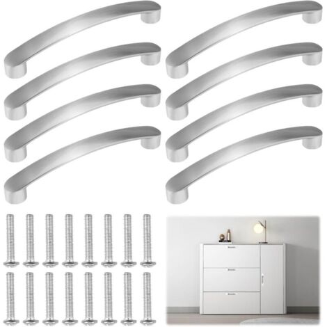 8 Pièces Poignée Meuble Cuisine, Poignee Placard, Cuisine Armoire Porte Poignées, Poignées De Tiroir, Brossé Poignée D'armoire, Pour Armoire De Meubles De Salle De Chambre (Centre à Centre 128mm)