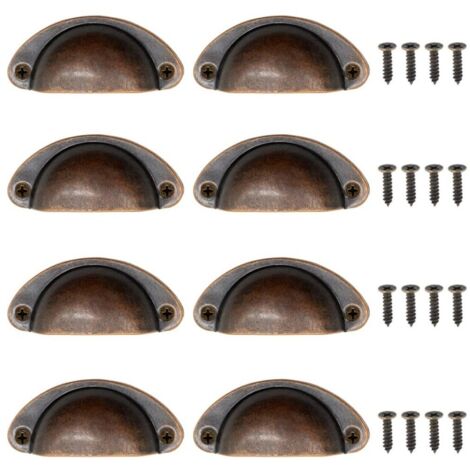 8 Pièces Poignées de Meubles à Motif de Coquillage : Style Antique, Semi-Circulaires – Pour Maison (Tiroirs) & Armoires de Cuisine