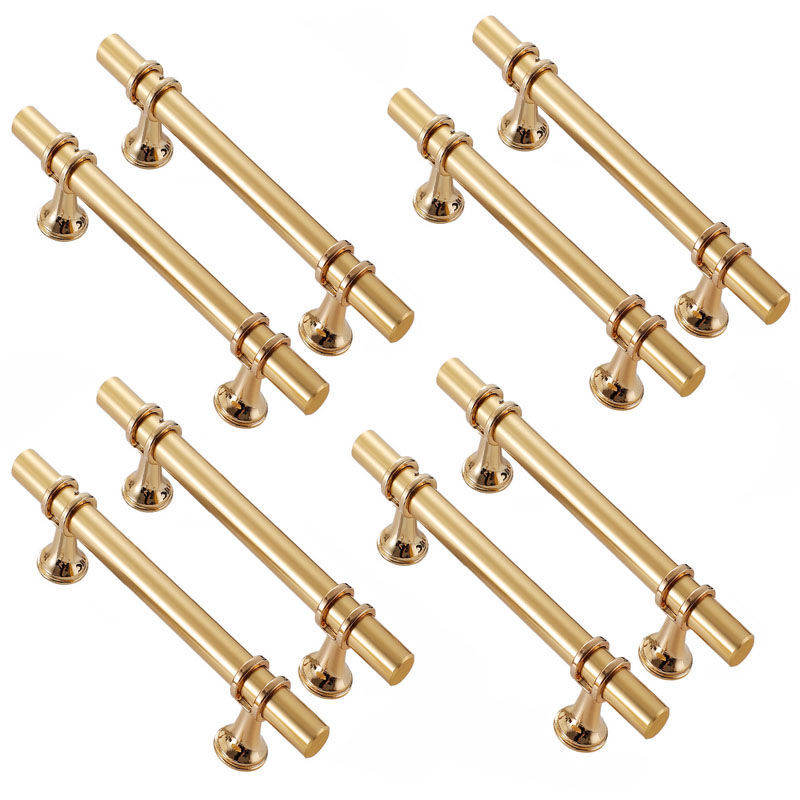 Gabrielle - 8 pièces poignées de meubles dorées, poignées d'armoires modernes en alliage de zinc, adaptées à la cuisine, salle de bain, chambre à