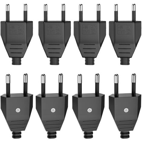 8 Pièces Prise Electrique Male, Fiche Male Prise Electrique 250V 2.5A, Prise Male Plate, Fiche Euro Schuko Fiche D'alimentation Domestique Décorative à Encastrer ou à Remplacer, Prise Electrique Male