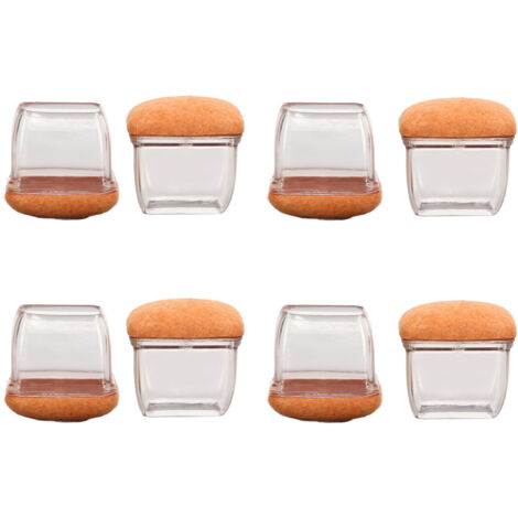 8 Pièces Protections de Pieds de Chaise TPE Résistantes à l'Usure, Embouts Transparents Carrés Grande Taille pour Table et Tabouret