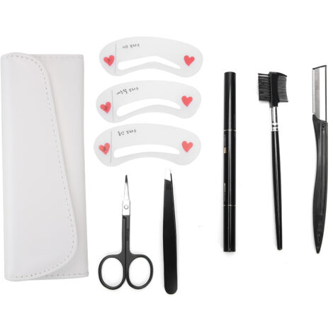 8 pièces Rasoir à Sourcils Tondeuse Ciseaux Pinceau Maquillage Outils Beauté Femme