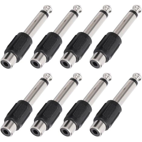 8 pièces RCA vers 6,35mm adaptateurs,RCA Femelle vers TS 1/4" Mono mâle convertisseur connecteur Audio Prise plaqué Or pour Table de mixage,ampli,Caisson de Basses