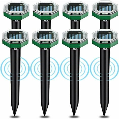 8 pièces – Répulsif solaire anti-taupe à ultrasons, étanche IP65, pour jardin, terrasse et pelouse – efficace contre les taupes et rongeurs souterrains