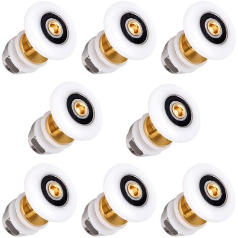 8 Pièces Roulette Porte Coulissante Douche 20mm en Laiton Roulette pour Rouleau pour Remplacement de Douche Coulissante Verre Porte Coureurs Rouleaux