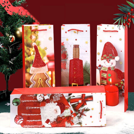 8 pièces sac en papier kraft sac cadeau de Noël, sac de Noël sac cadeau en papier sac de calendrier de l'Avent emballage rechargeable roman fête annuelle bonbons biscuit au chocolat 35 × 12 × 9