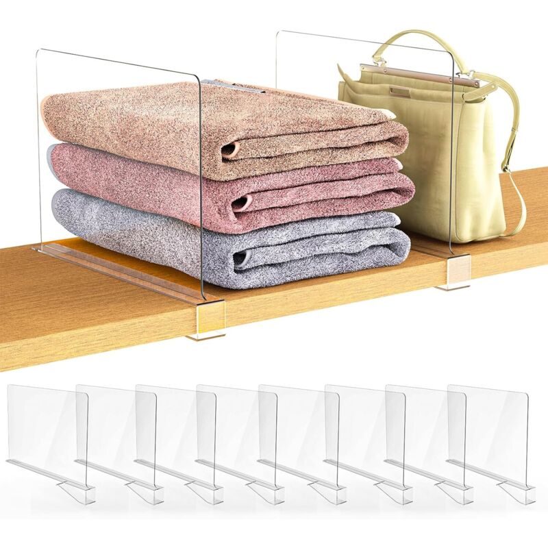 8 Pièces Séparateurs D'étagère Acrylique pour Armoire,Separateurde Penderie pour Organiser Vêtements,Séparateurs Etagère