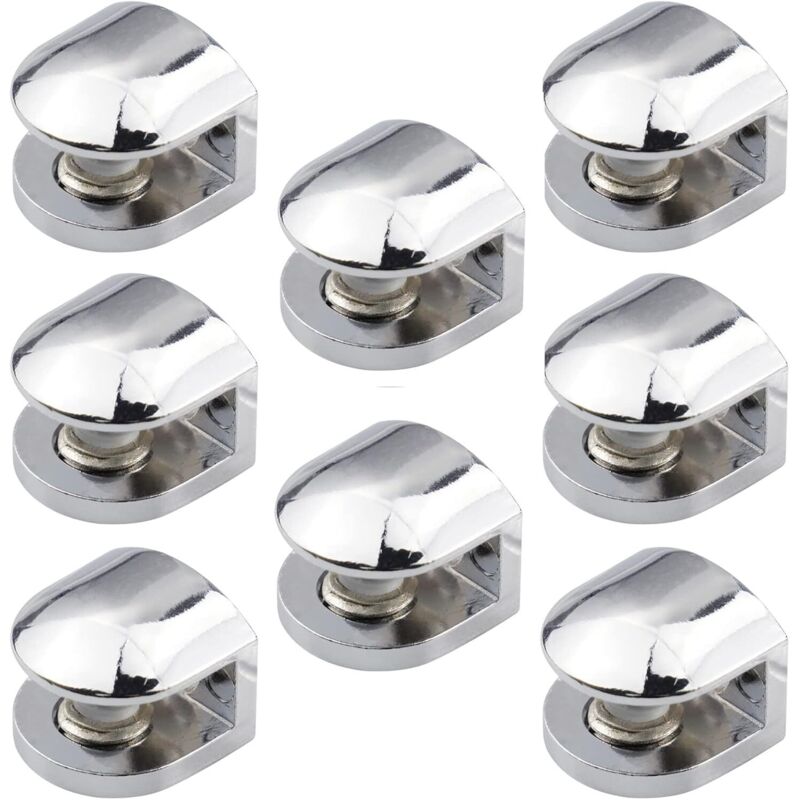 8 Pièces Support Étagère Verre, Pince À Verre Réglable, Accroche Miroir Mural Fixation Miroir Pince sous Verre pour 6 8mm Verre Miroir Étagères