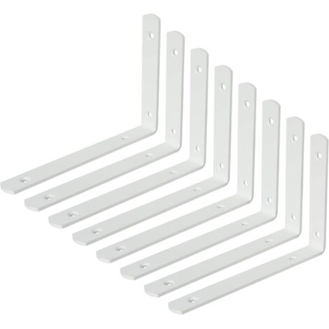 8 Pièces Supports d' Étagère Murale Robustes de 20 CM, Équerre Étagère Murale à Angle Droit de 90°, Supports d' Étagère Murale en Acier Inoxydable pour Chambre/Salle de Bain, Blanc