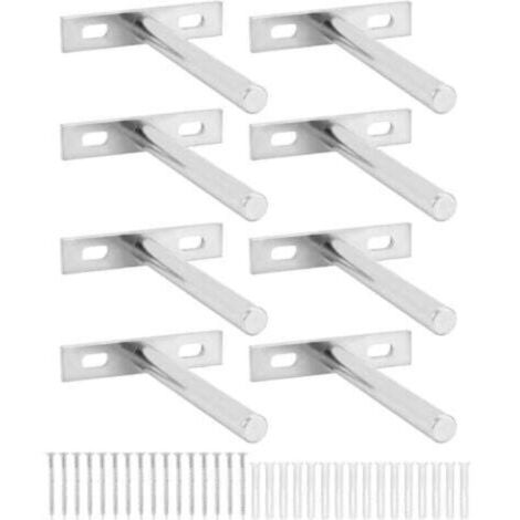 8 Pièces Supports d'étagère Flottants 5 Pouces Support Etagere Invisible, Fixation Invisible étagère Tablette Flottante Support pour le mur Mural étagère Murale Argent