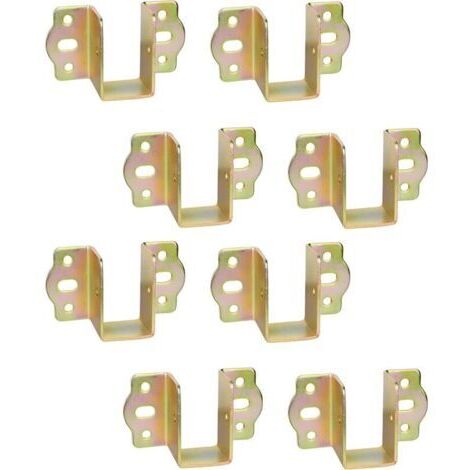 8 pièces Supports Fixation Central pour Rail de Lit Suspension de Solive en Bois Largeur Metal Connecteurs Raccord pour Cadre de Lit Chromé Jaune
