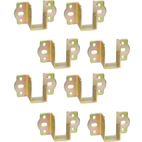 8 pièces Supports Fixation Central pour Rail de Lit Suspension de Solive en Bois Largeur Metal Connecteurs Raccord pour Cadre de Lit Chromé Jaune