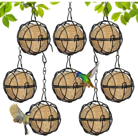 8 Mangeoires Oiseaux Boules Métal – à Suspendre, Pour Boules De Graisse, Extérieur Durable, Protection Anti-moisissure