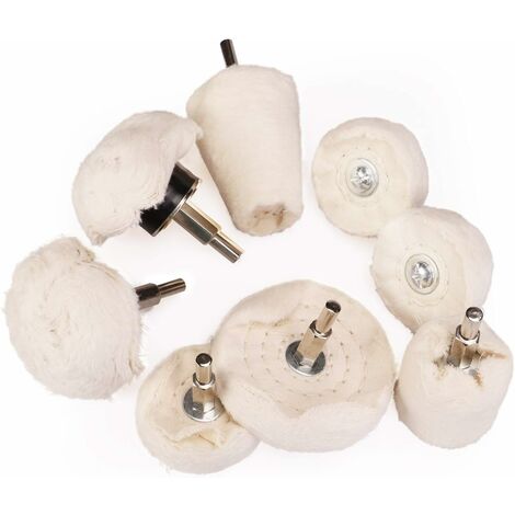8 pièces Tampon de Roue de Polissage Kit Polissage Roue Conique/cylindrique//Mushroom/T-Shaped Wheel Grinding Head Avec 1/4 'poignée pour métal Aluminium, acier inoxydabl