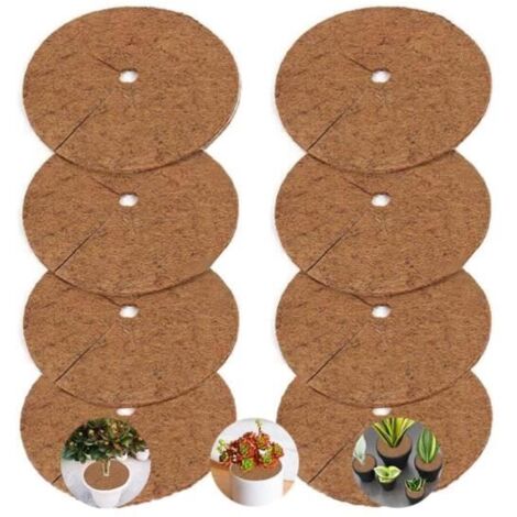 8 Pièces Tapis de Coco Disques de Paillage Tapis de Fibre de Coco pour Désherbage des Plantes