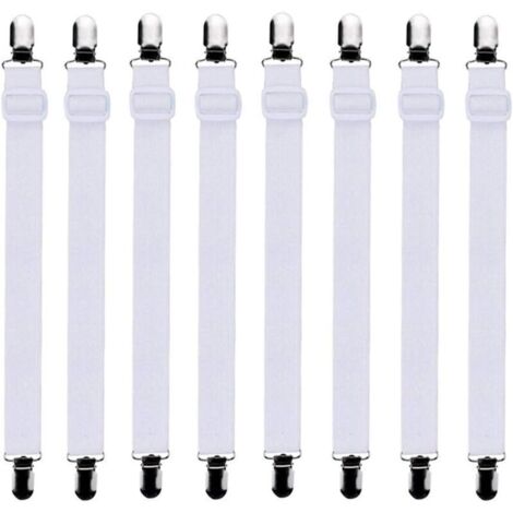 8 Pièces Tendeurs de Drap Housse Réglables 60–200 cm pour Lit et Matelas – Fixation Sécurisée, Blanc