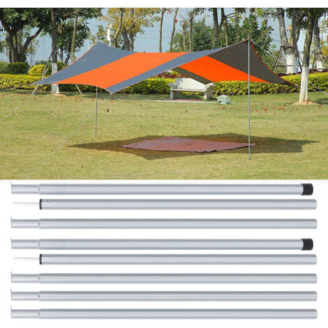 8 Pièces Tiges de Store Pliantes en Acier Résistant à la Corrosion, Accessoires de Tente de Plage, Poteaux de Support Réglables 1,8M pour Extérieur