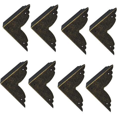 8 pièces Vintage Protecteur Décoratif d'angle en Fer protecteurs d'angle en métal pour Meubles De Protection d'angle De Meuble en Bronze pour Meuble et Boîte en Bois Coffret à Bijoux Bronze 707020mm