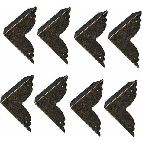 8 pièces Vintage Protecteur Décoratif d'angle en Fer protecteurs d'angle en métal pour Meubles De Protection d'angle De Meuble en Bronze pour Meuble et Boîte en Bois Coffret à Bijoux Bronze 707020mm,V
