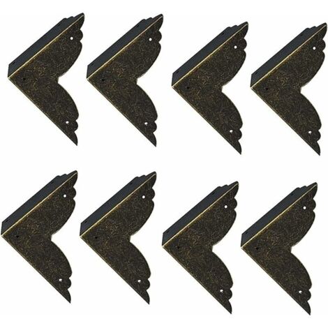 8 pièces Vintage Protecteur Décoratif d'angle en Fer protecteurs d'angle en métal pour Meubles De Protection d'angle De Meuble en Bronze pour Meuble et Boîte en Bois Coffret à Bijoux Bronze 707020mm,V
