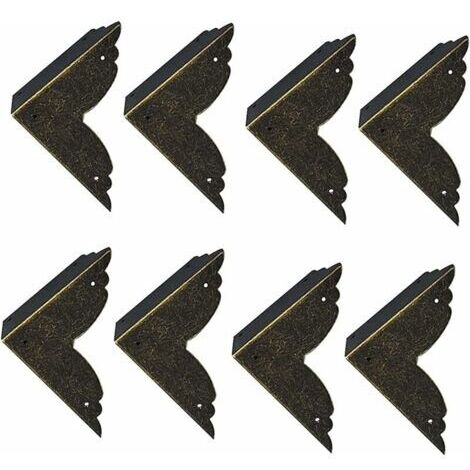 8 pièces Vintage Protecteur Décoratif d'angle en Fer protecteurs d'angle en métal pour Meubles De Protection d'angle De Meuble en Bronze pour Meuble et Boîte en Bois Coffret à Bijoux Bronze 707020mm,V